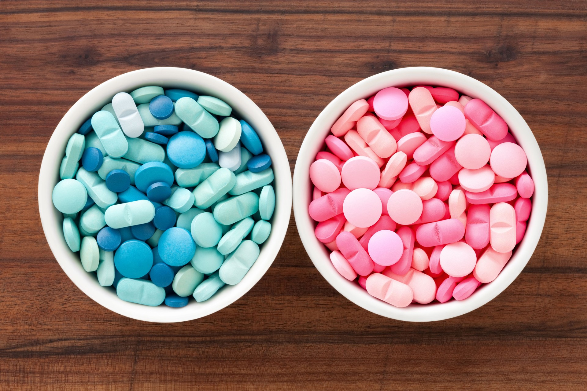 Blue and pink pills